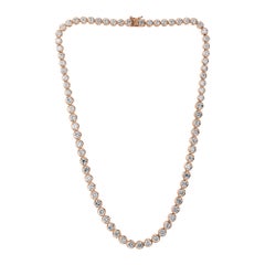 Collana a catena con diamanti tondi da 16 carati in oro rosa da 18 carati