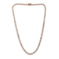 Real 16.92 Carat SI Clarity HI Color Round Diamond Necklace 14 Karat Rose Gold