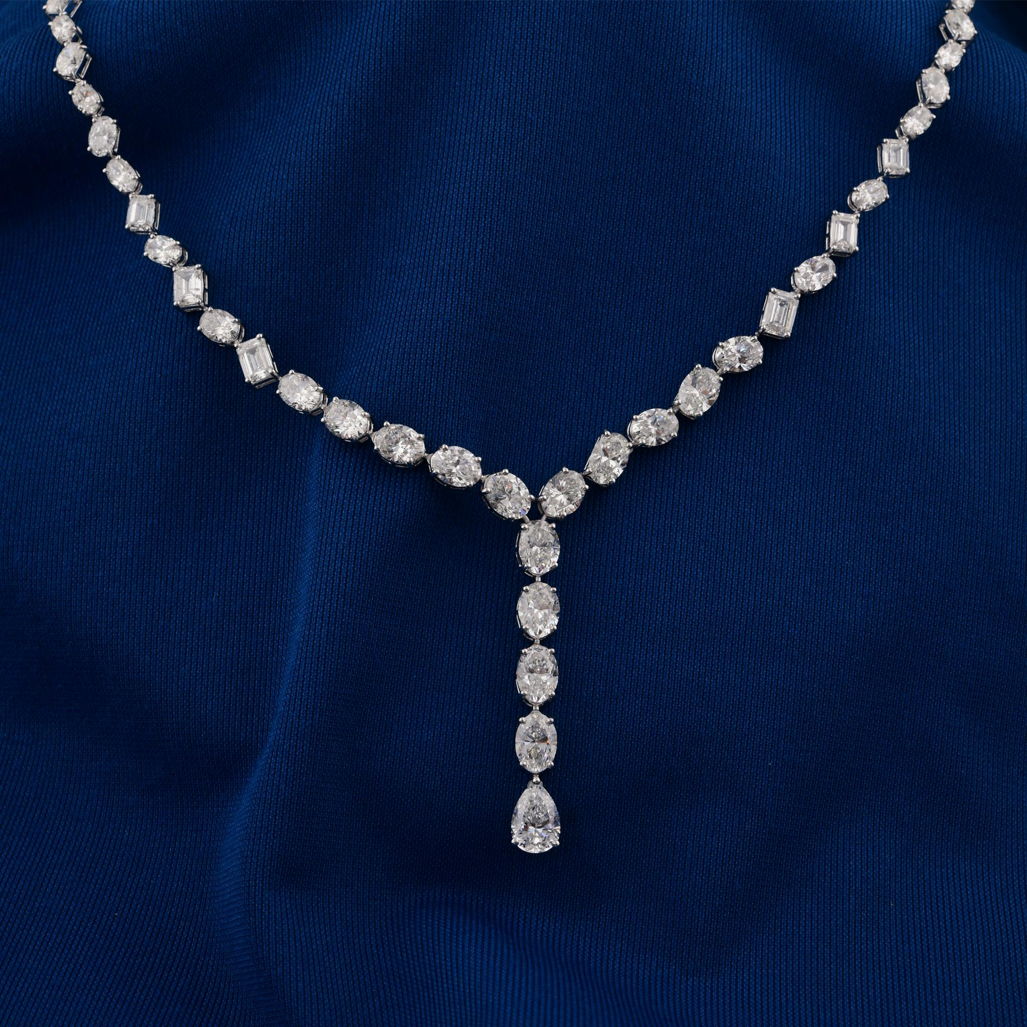 Collana di diamanti ovali e smeraldo da 16,98 carati reali in oro bianco 18 carati In condizioni Nuovo in vendita a Diera, Dubai