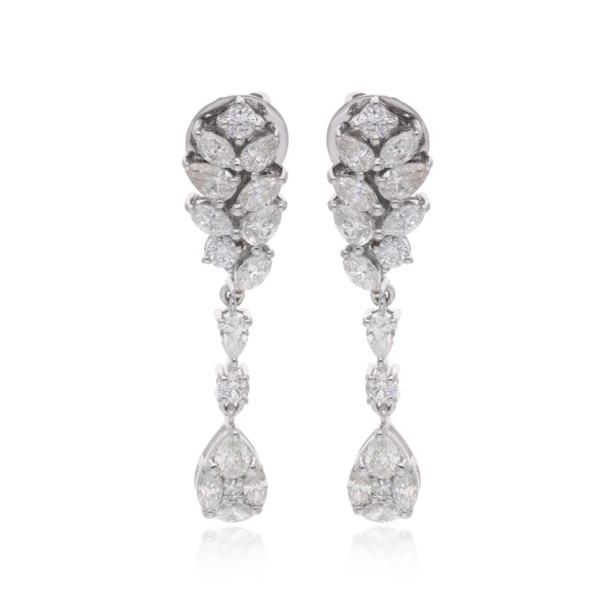 Item Code :- SEE-13781 (14K)
Gross Wt. :- 4.00 gm
14k Solid White Gold Wt. :- 3.65 gm
Natural Diamond Wt. :- 1.76 Ct. ( AVERAGE DIAMOND CLARITY SI1-SI2 & COLOR H-I )
Earrings Size :- 28 mm approx.

✦ Sizing
.....................
We can adjust most