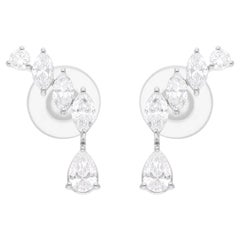 Real 1,71 Karat SI/H Birnen-Marquise-Diamant-Ohrringe 14 Karat Weißgold-Schmuck