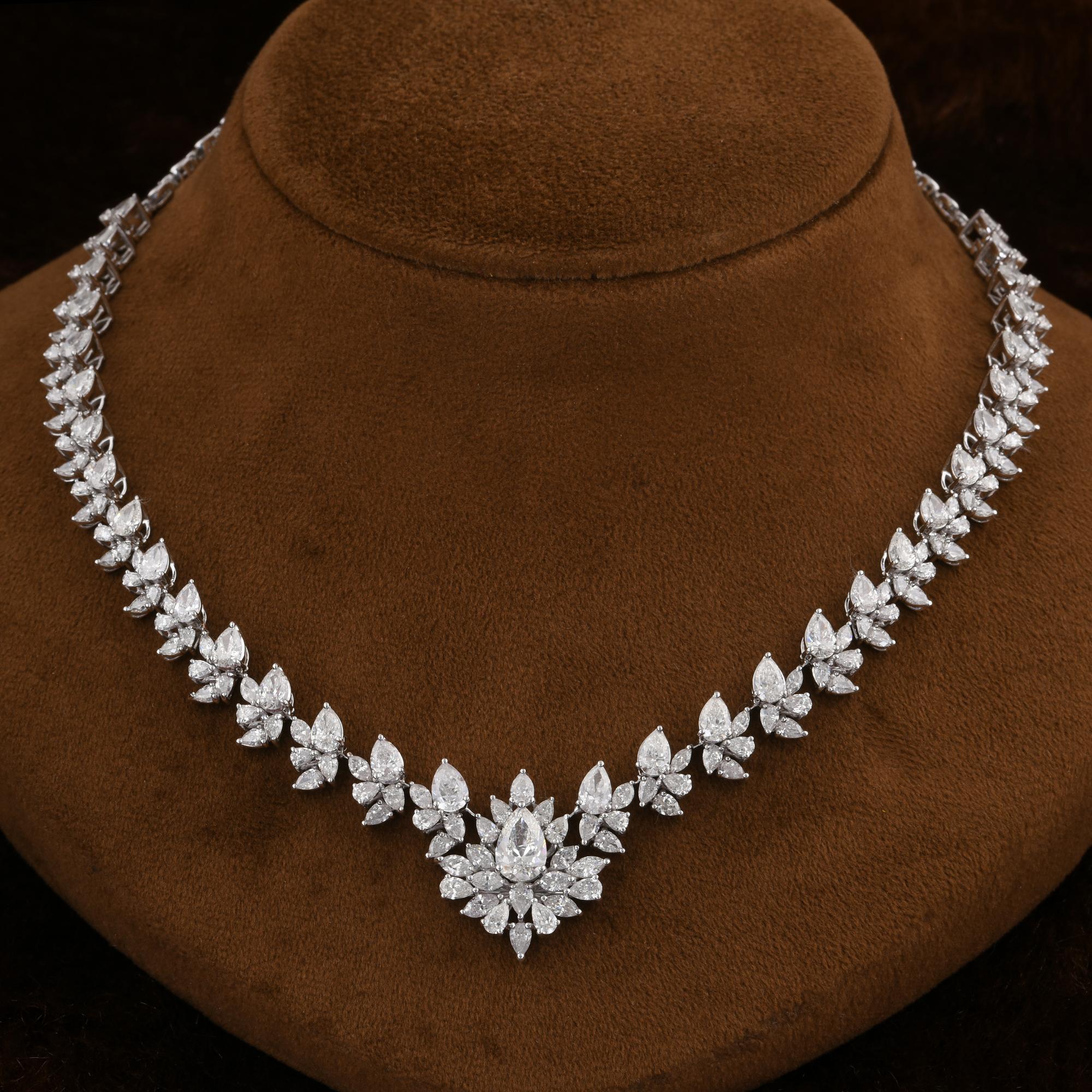 Collar de Boda Floral con Diamantes 17.24Ct SI/H de Oro Blanco de 14k Joyería Fina en Nuevo estado para la venta en Diera, Dubai