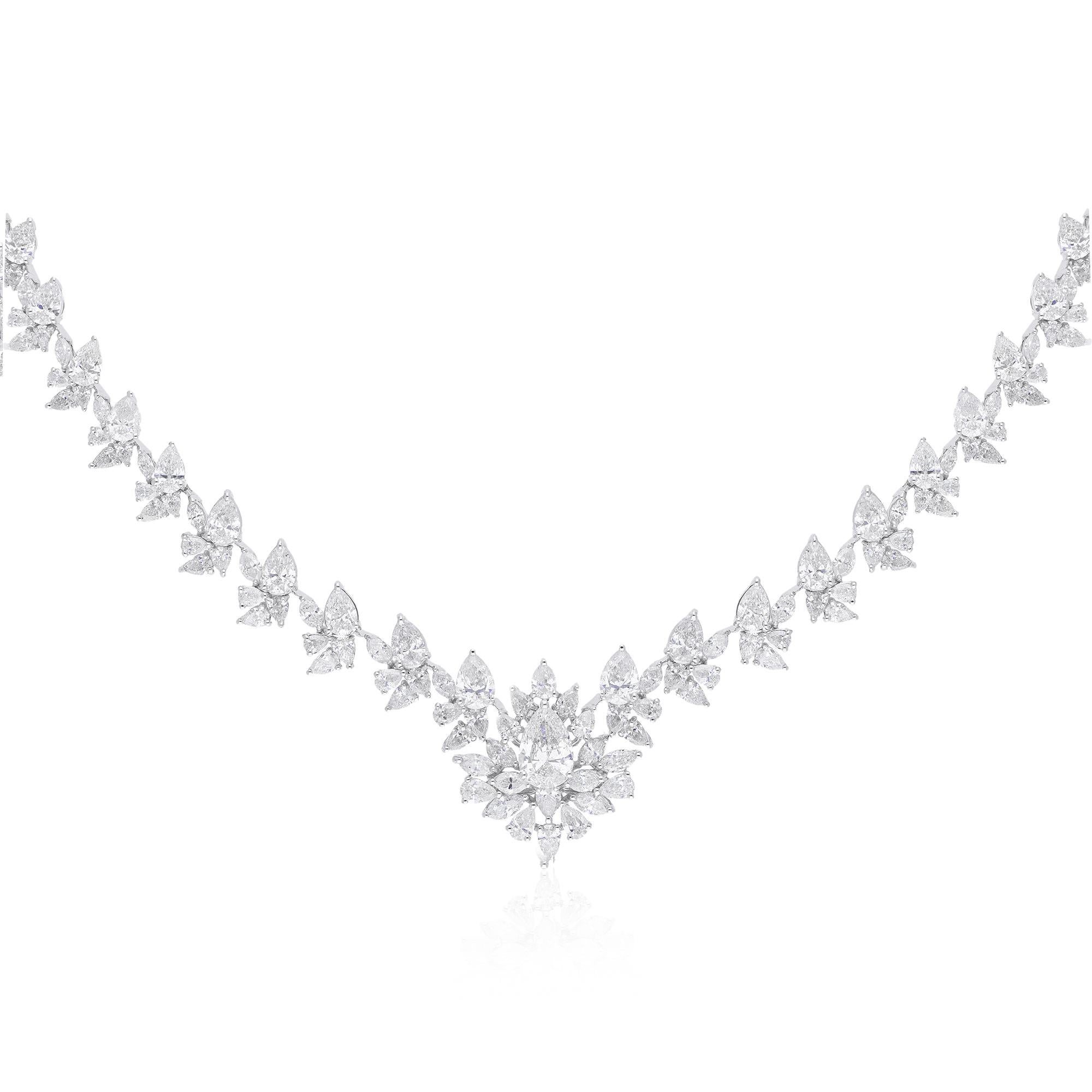 Collar de Boda Floral con Diamantes 17,24Ct SI/H de Oro Blanco de 18k Joyería Fina Moderno en venta