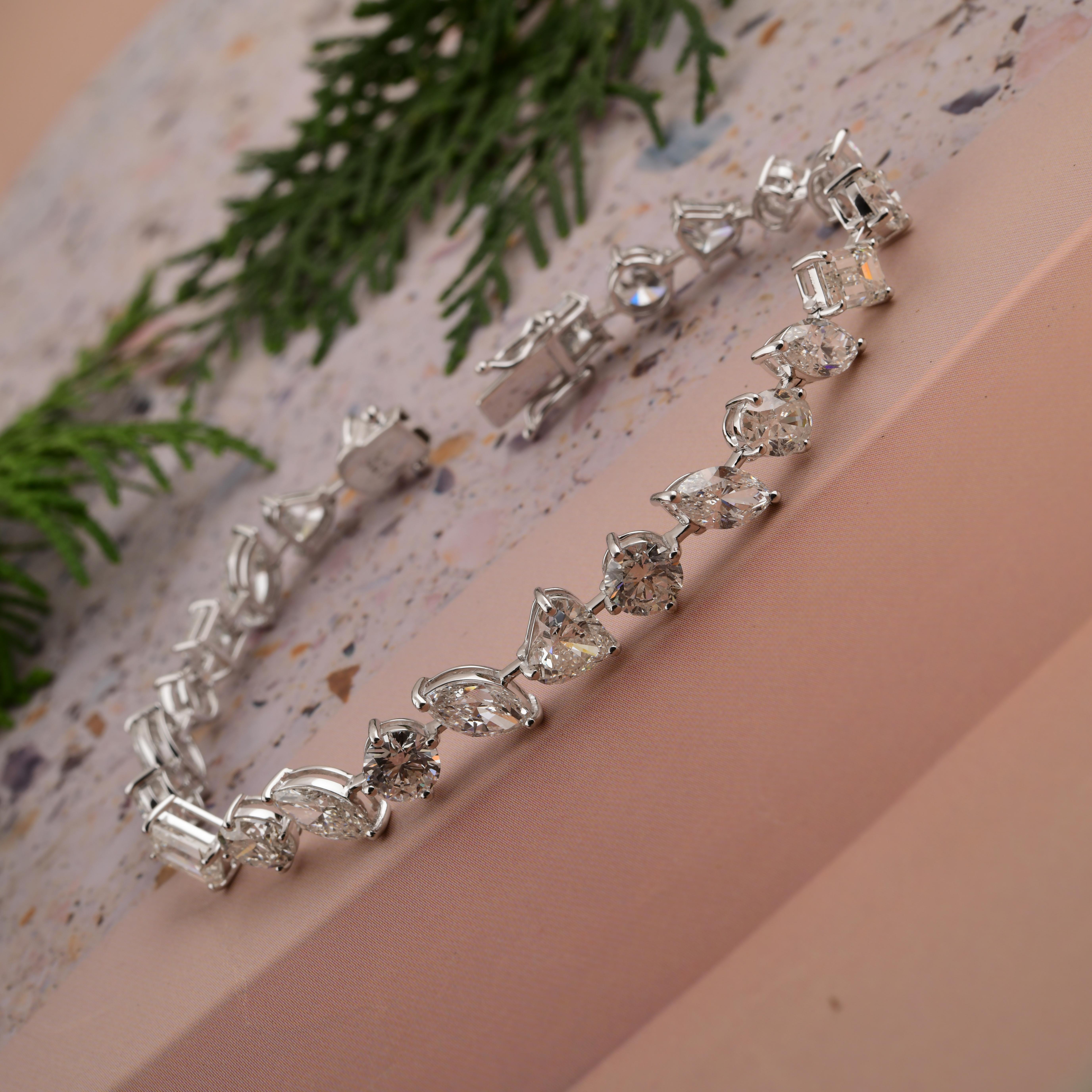 Moderno Bracciale multi diamante reale da 17,28 carati SI Clarity HI Color Oro bianco 18 carati in vendita