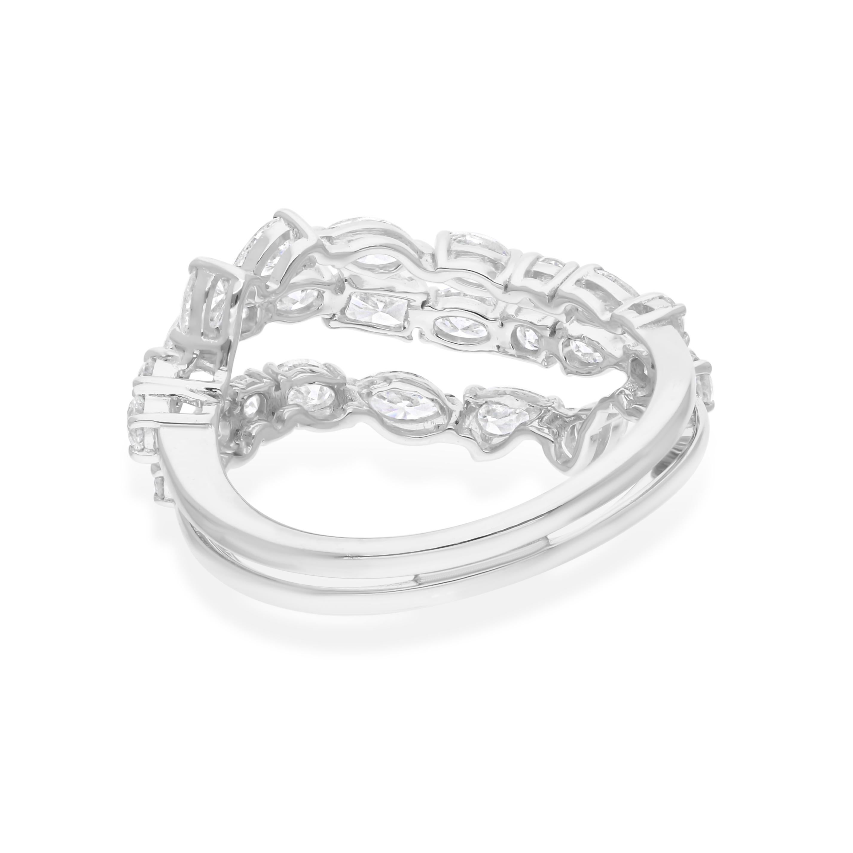 Real 1.73 Carat SI Clarity HI Color Multi Shape Diamond Ring 18 Karat White Gold In New Condition For Sale In Diera, Dubai