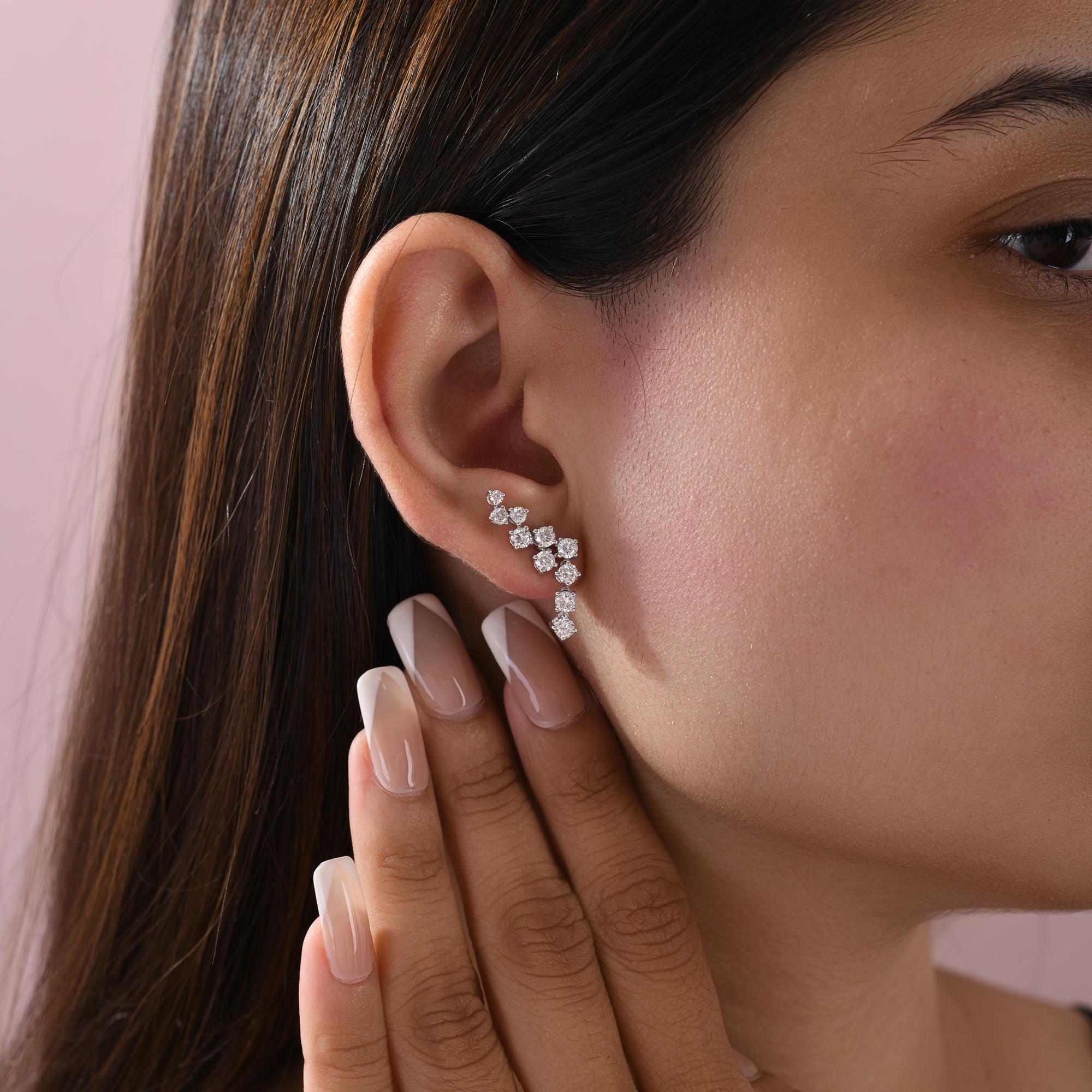 Pendientes de diamantes auténticos de 1,74 quilates con claridad SI y color HI Joyas de oro blanco de 9 quilates Moderno en venta