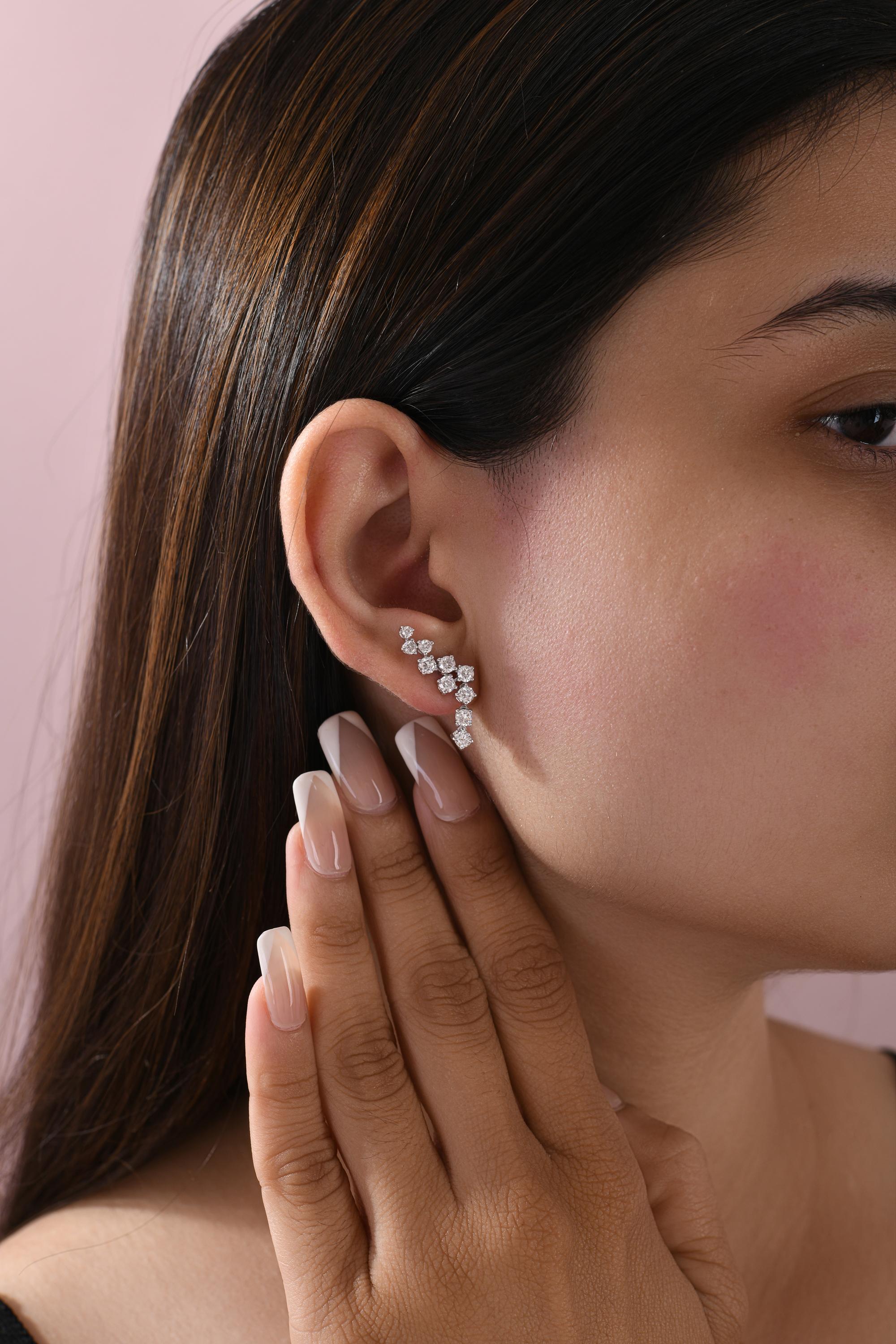 Pendientes de diamantes auténticos de 1,74 quilates con claridad SI y color HI Joyas de oro blanco de 9 quilates en Nuevo estado para la venta en Diera, Dubai