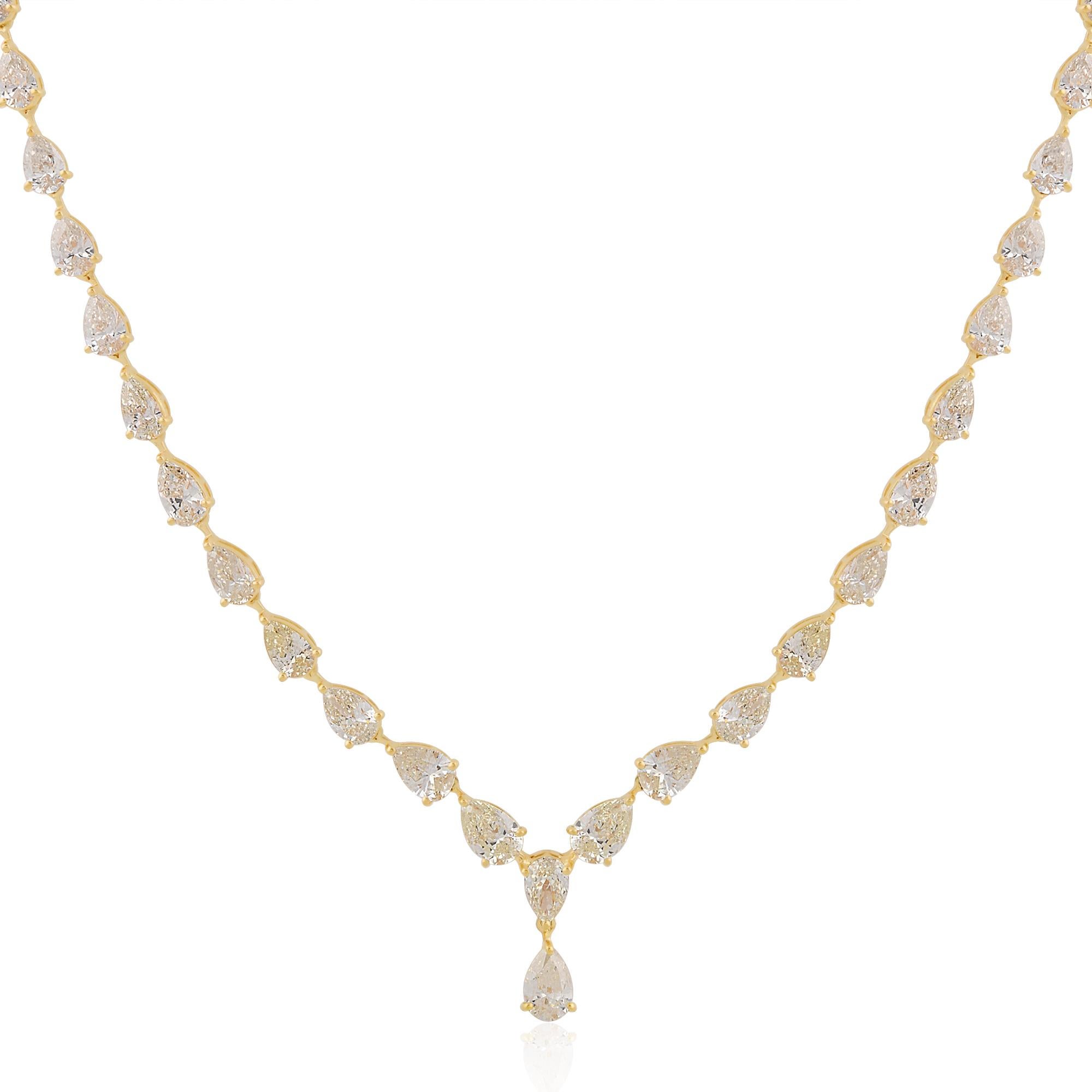 Modern Spectrum Jewels 17.65 Carat 14 Karat Yellow Gold  Pear Diamond Drop Necklace For Sale