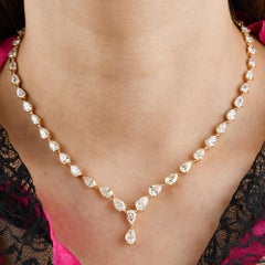Spectrum Jewels 17.65 Carat 18 Karat Yellow Gold  Pear Diamond Drop Necklace