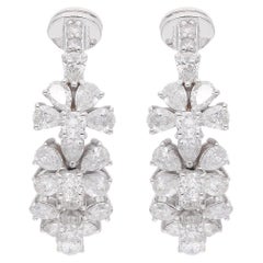 Créoles réalistes en or blanc 18 carats avec diamants ronds et poire de 1,77 carat