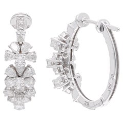 Echte 1,77 Karat runde & birnenförmige Diamant-Reifen-Ohrringe aus 18 Karat Weißgold
