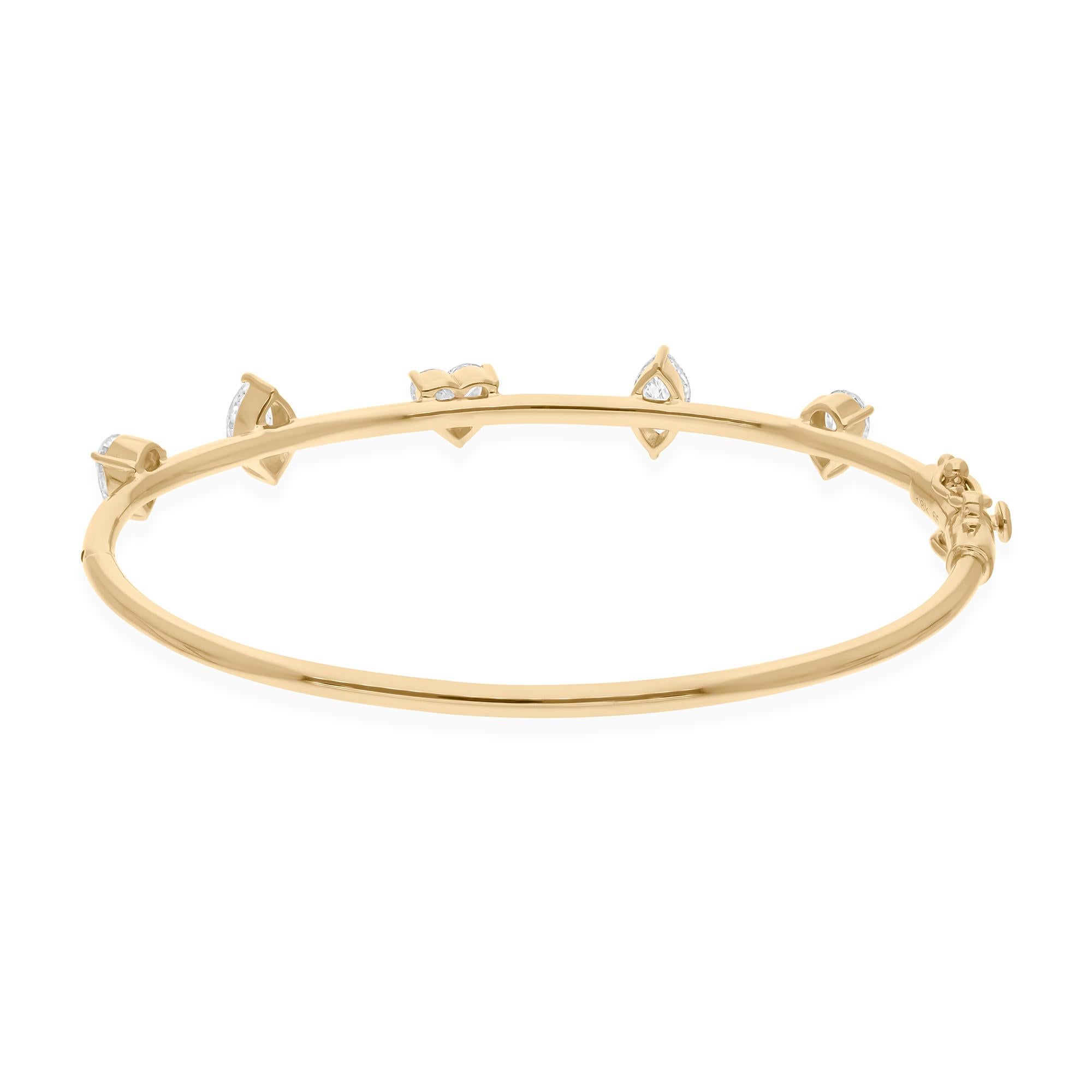 Modern Real 1.77 Ct H/SI Natural Multi Diamond Bangle 18K Yellow Gold Bracelet Jewelry For Sale