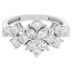 Real 1.8 Carat SI Clarity HI Color Diamond Dome Ring 14 Karat White Gold Jewelry