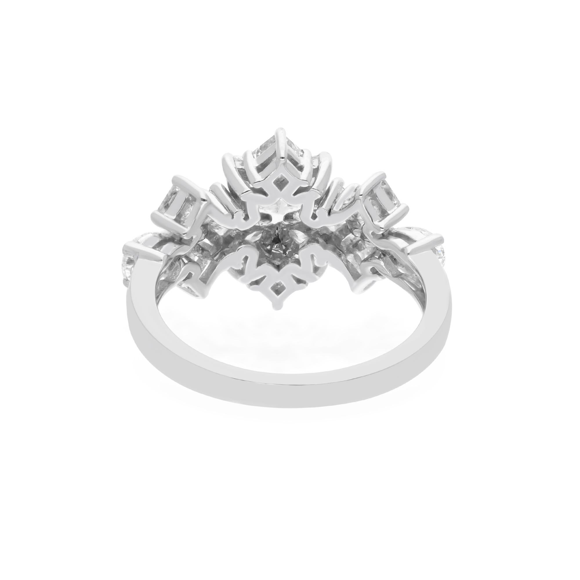 Moderne Véritable 1.8 Carat SI Clarity HI Color Diamond Dome Ring 18 Karat White Gold Jewelry en vente