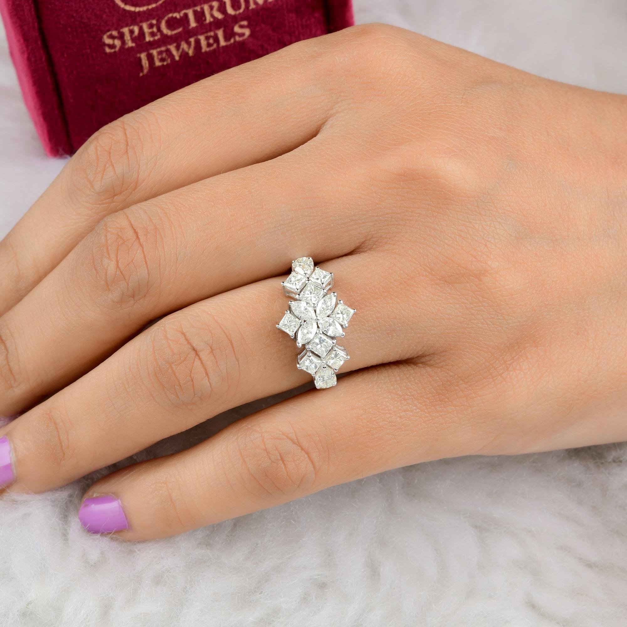 Taille Marquise Véritable 1.8 Carat SI Clarity HI Color Diamond Dome Ring 18 Karat White Gold Jewelry en vente