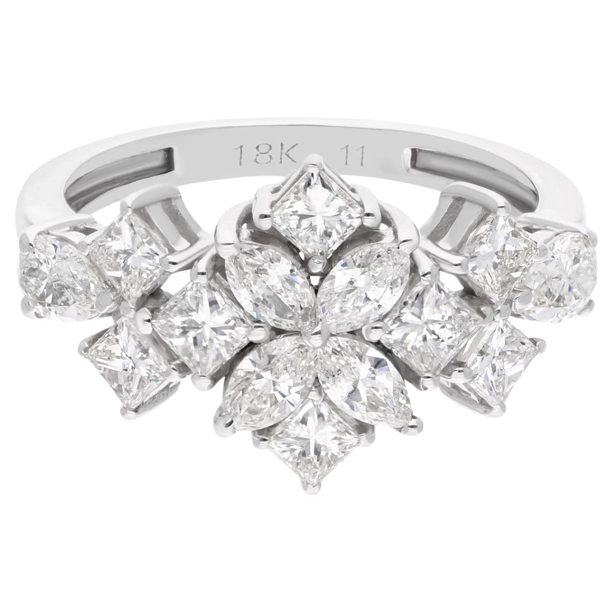 Echte 1,8 Karat SI Reinheit HI Farbe Diamant Dome Ring 18 Karat Weißgold-Schmuck