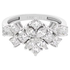 Echte 1,8 Karat SI Reinheit HI Farbe Diamant Dome Ring 18 Karat Weißgold-Schmuck