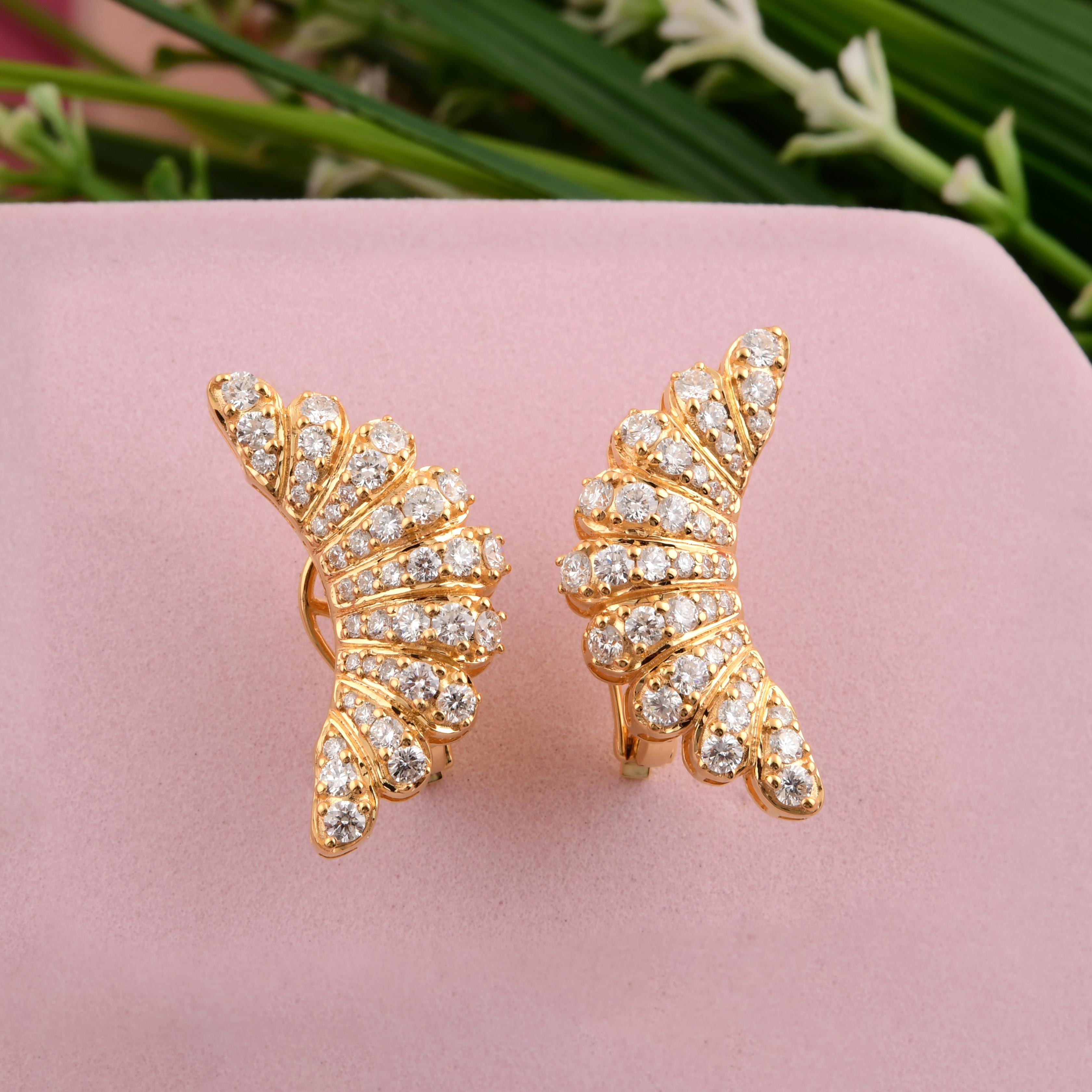 Cast from 14-karat gold, these exquisite earrings are handset with 1.80 carats of sparkling diamonds.

FOLLOW SPECTRUM JEWELS storefront to view the latest collection & exclusive pieces. Spectrum Jewels is proudly rated as a Top Seller on 1stdibs