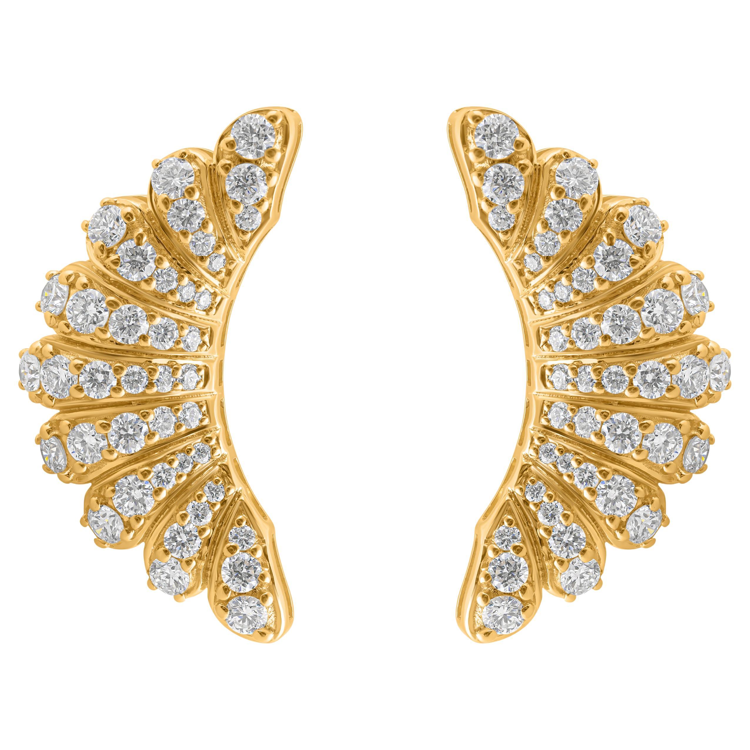 Real 1.80 Carat SI Clarity HI Color Round Diamond Earrings 14 Karat Yellow Gold