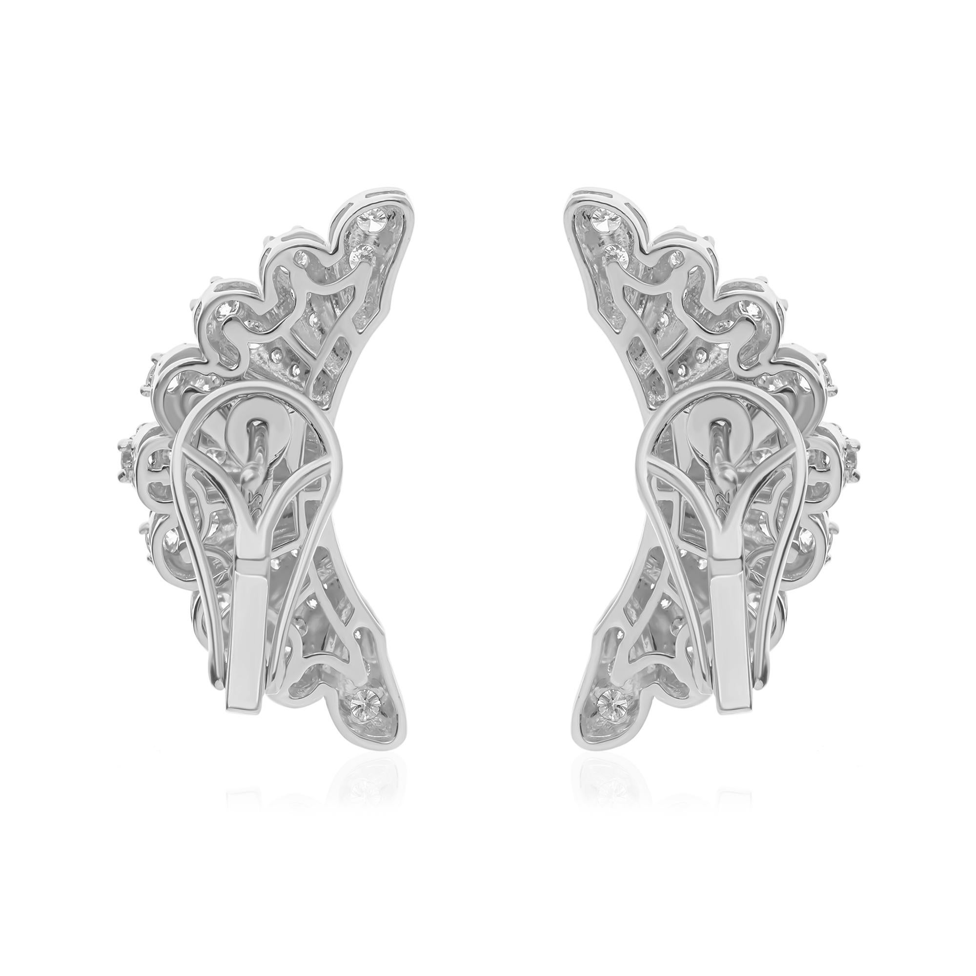 Modern Real 1.80 Carat SI Clarity HI Color Round Diamond Earrings 18 Karat White Gold For Sale
