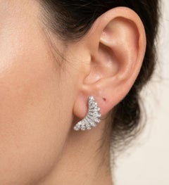 Echte 1,80ct SI Reinheit HI Farbe Runde Diamant Hörnchen Ohrringe 14k Weißgold