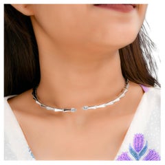 Collana a serpente con diamante a pera da 1,85 carati reali, gioielli in oro bianco 14 carati