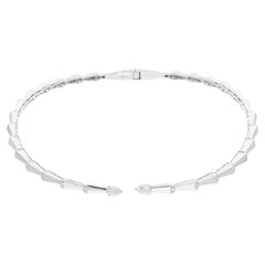 Real 1.85 Carat Pear Diamond Snake Choker Necklace 18 Karat White Gold Jewelry