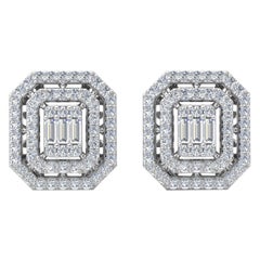 Real 1,85 Karat SI/HI Baguette & runder Diamant-Ohrstecker 10 Karat Weißgold