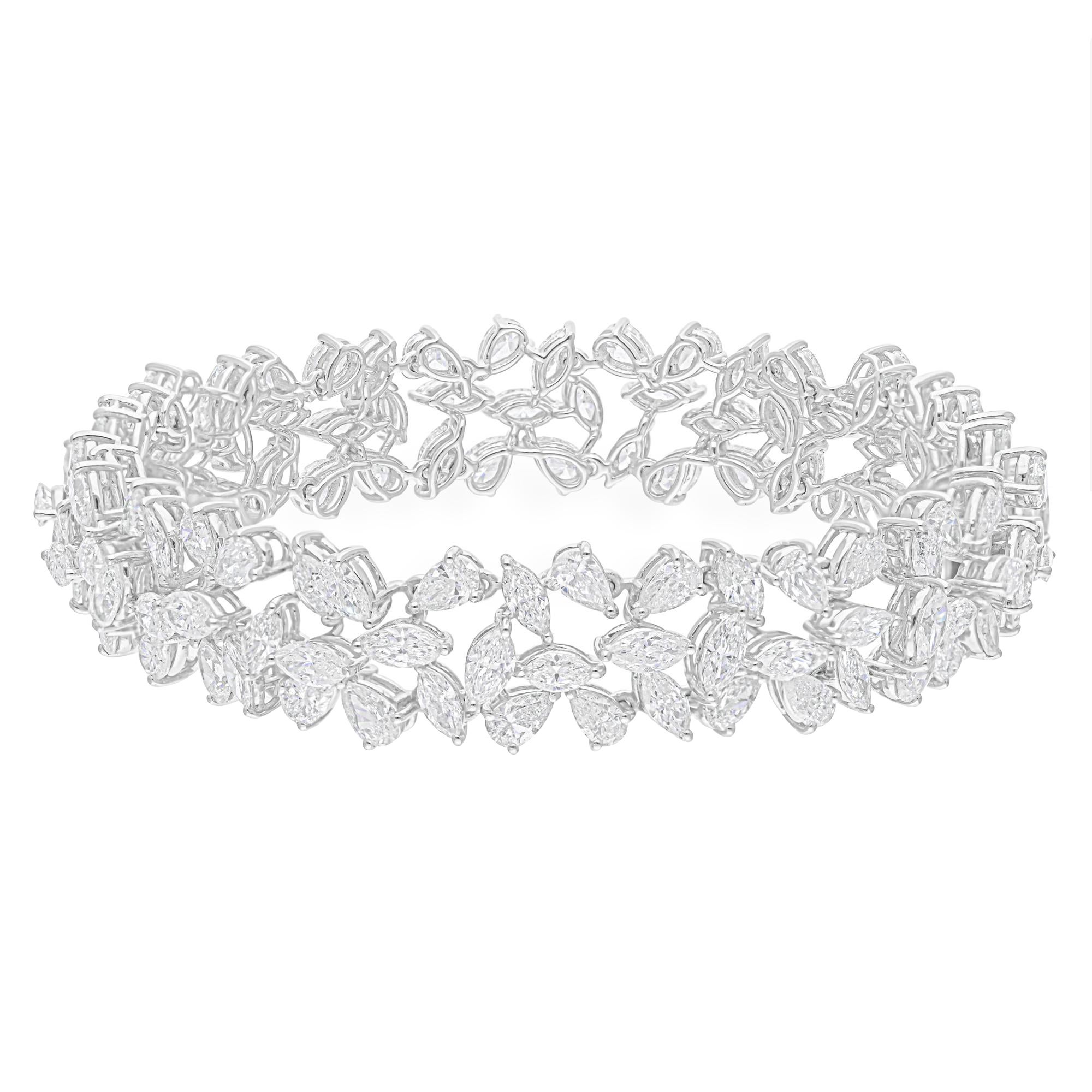 Real 18,81 Karat SI/H Marquise Birnen-Diamant-Armband 14 Karat Weißgold Schmuck