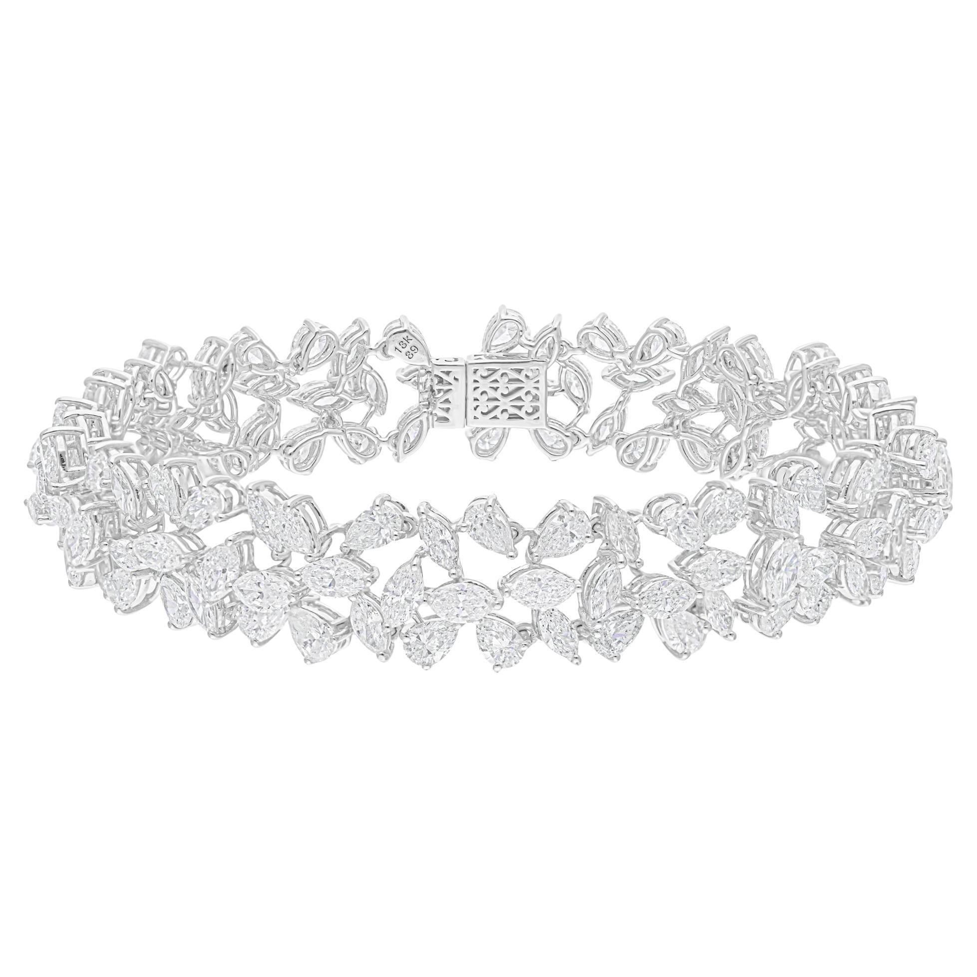 Real 18,81 Karat SI/H Marquise Birnen-Diamant-Armband aus 18 Karat Weißgold Schmuck