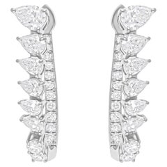 Real 1,9 Karat SI/H Birnenförmige runde Diamant-Creolen-Ohrringe 14 Karat Weißgold Schmuck