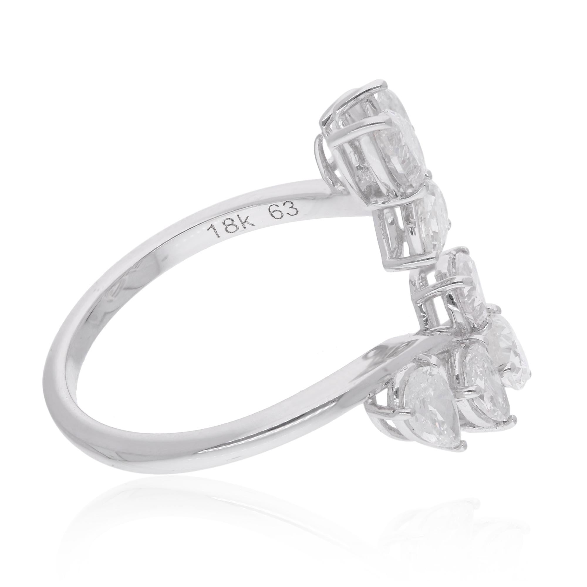 Im Angebot: Echte 1,93 Karat Birne Form Diamant Blatt geformt Ring 18 Karat Weißgold-Schmuck () 6