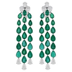 Real 19.33 Carat Zambian Emerald 5.44 Carat SI/H Diamond 18 Karat White Gold