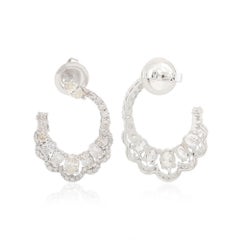 Real 1.96 Carat SI Clarity HI Color Diamond Hoop Earrings 18k White Gold Jewelry