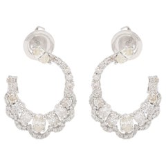Créoles en or blanc 18 carats avec diamants de 1,96 carat de pureté SI de couleur hi-colore