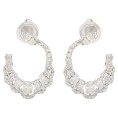 Real 1,96 Karat SI Reinheit HI Farbe Diamant-Creolen-Ohrringe 18k Weißgold Schmuck