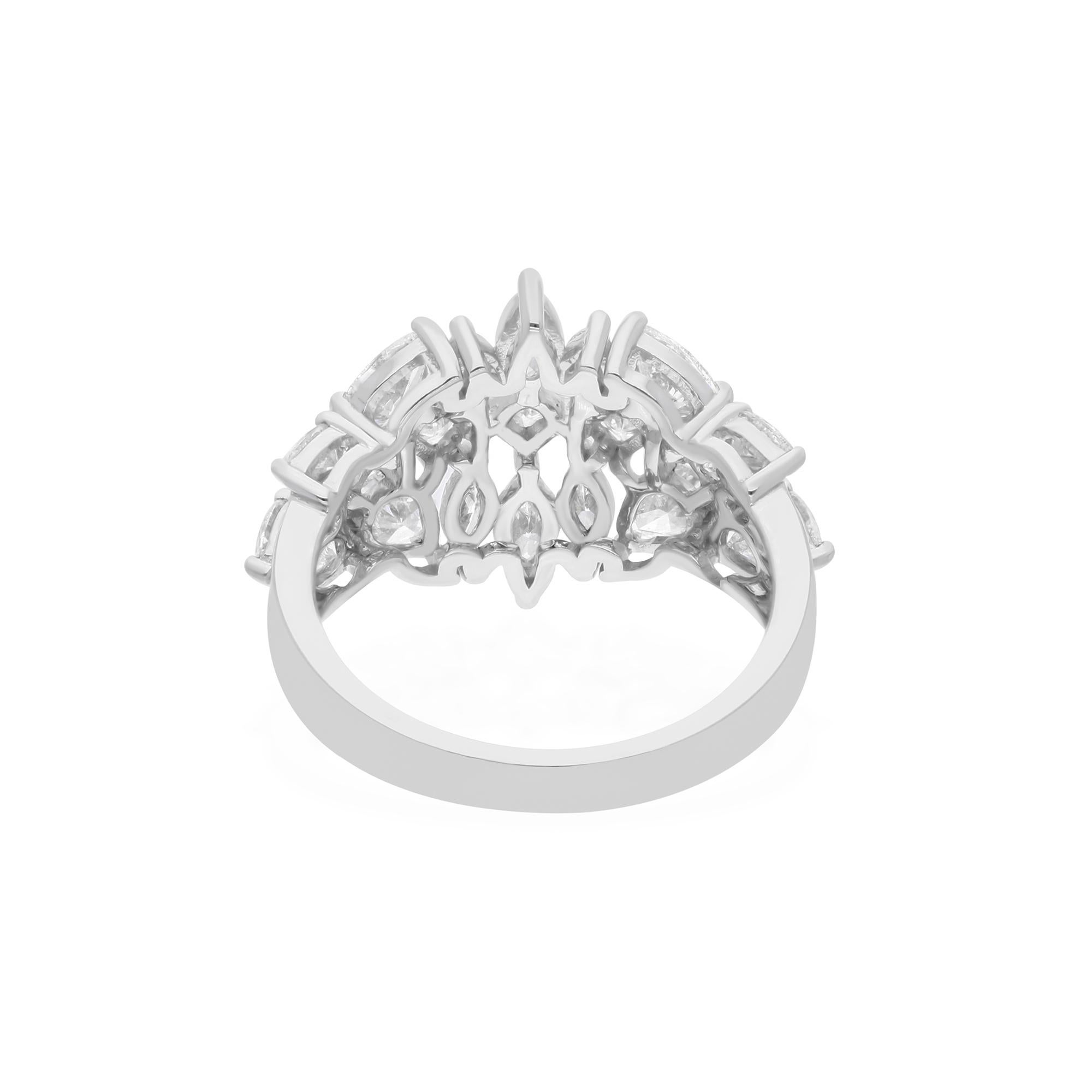 Modern Real 1.97 Carat SI Clarity HI Color Multi Shape Diamond Ring 18 Karat White Gold For Sale
