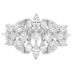 Bague en or blanc 18 carats avec diamants multiformes de 1,97 carat de pureté SI et de couleur hi-colore