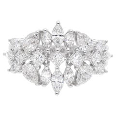 Anello con diamante a forma multipla da 1,97 carati SI Clarity HI Color, oro bianco 18 carati