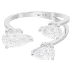 Anillo de diamantes talla pera brillante SI/H de 1,97 quilates reales Joyas de oro blanco de 14 quilates