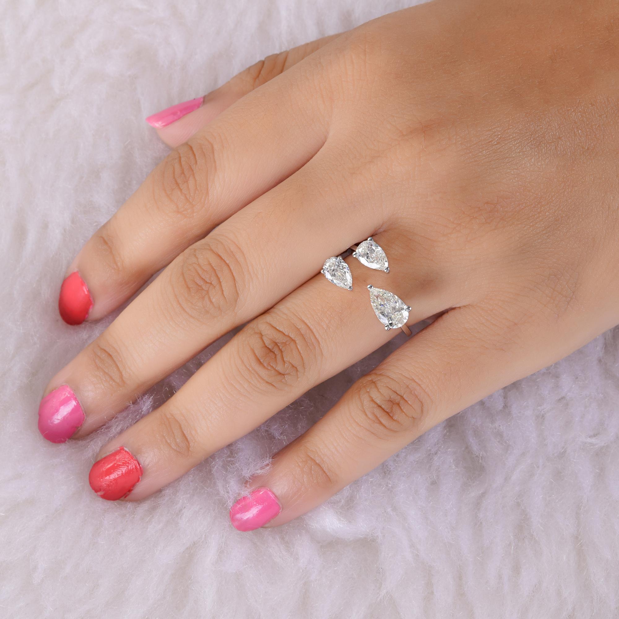Pear Cut Real 1.97 Carat SI/H Pear Brilliant Cut Diamond Ring 18 Karat White Gold Jewelry For Sale
