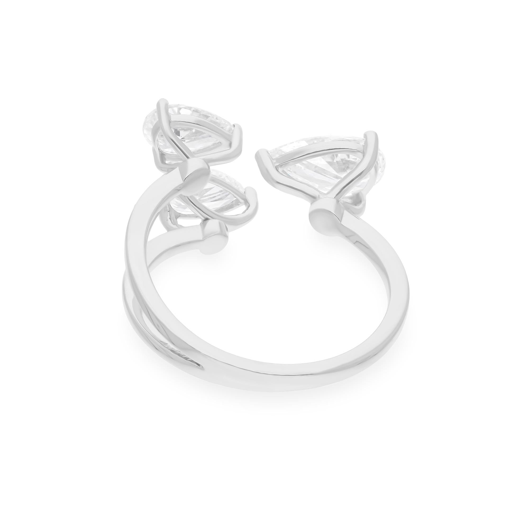 Real 1.97 Carat SI/H Pear Brilliant Cut Diamond Ring 18 Karat White Gold Jewelry In New Condition For Sale In Diera, Dubai