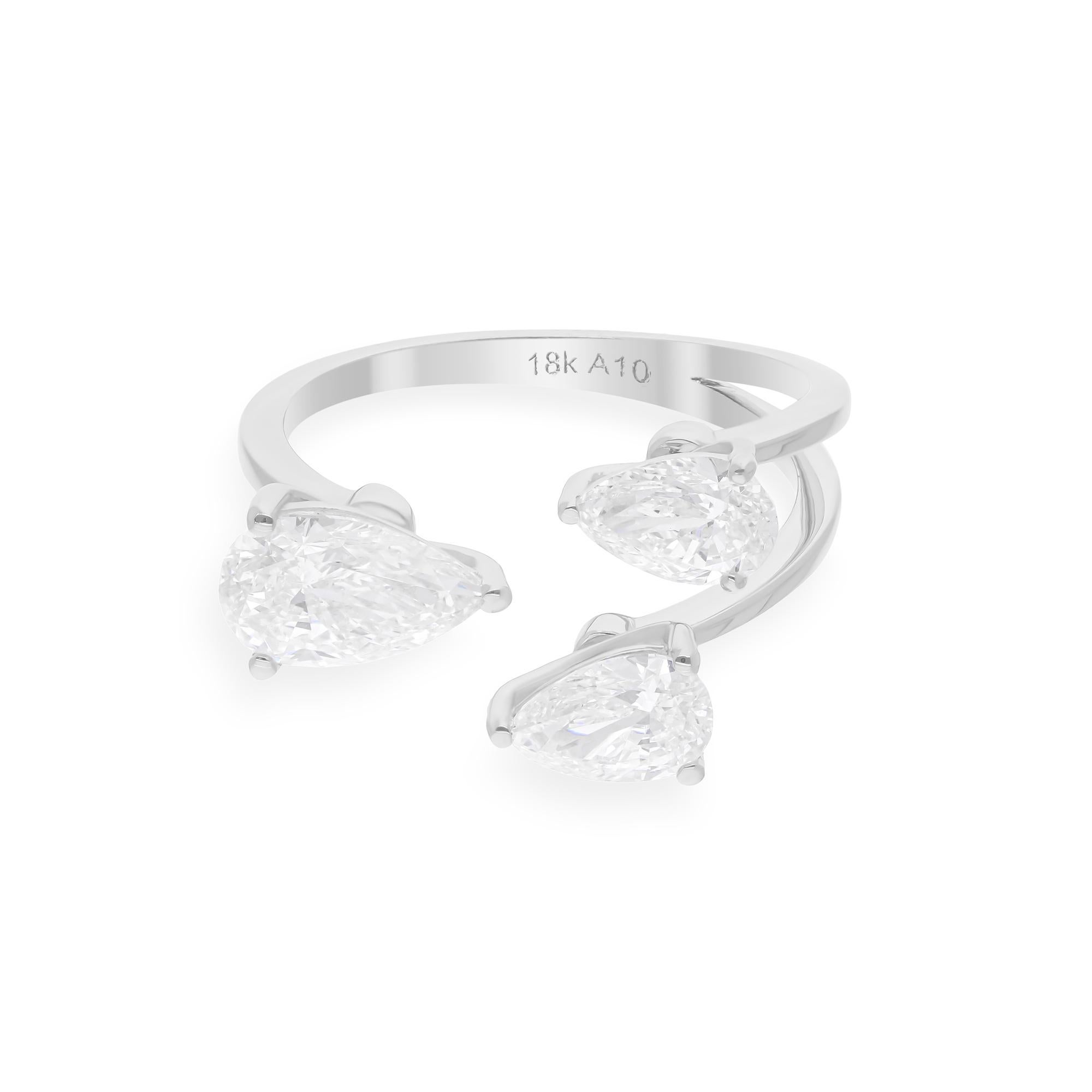 Real 1,97 Karat SI/H Diamantring aus 18 Karat Weißgold mit birnenförmigem Brillantschliff