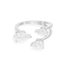 Real 1,97 Karat SI/H Diamantring aus 18 Karat Weißgold mit birnenförmigem Brillantschliff