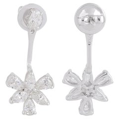 Orecchini con pera e diamante marquise da 2 carati reali in oro bianco 14 carati