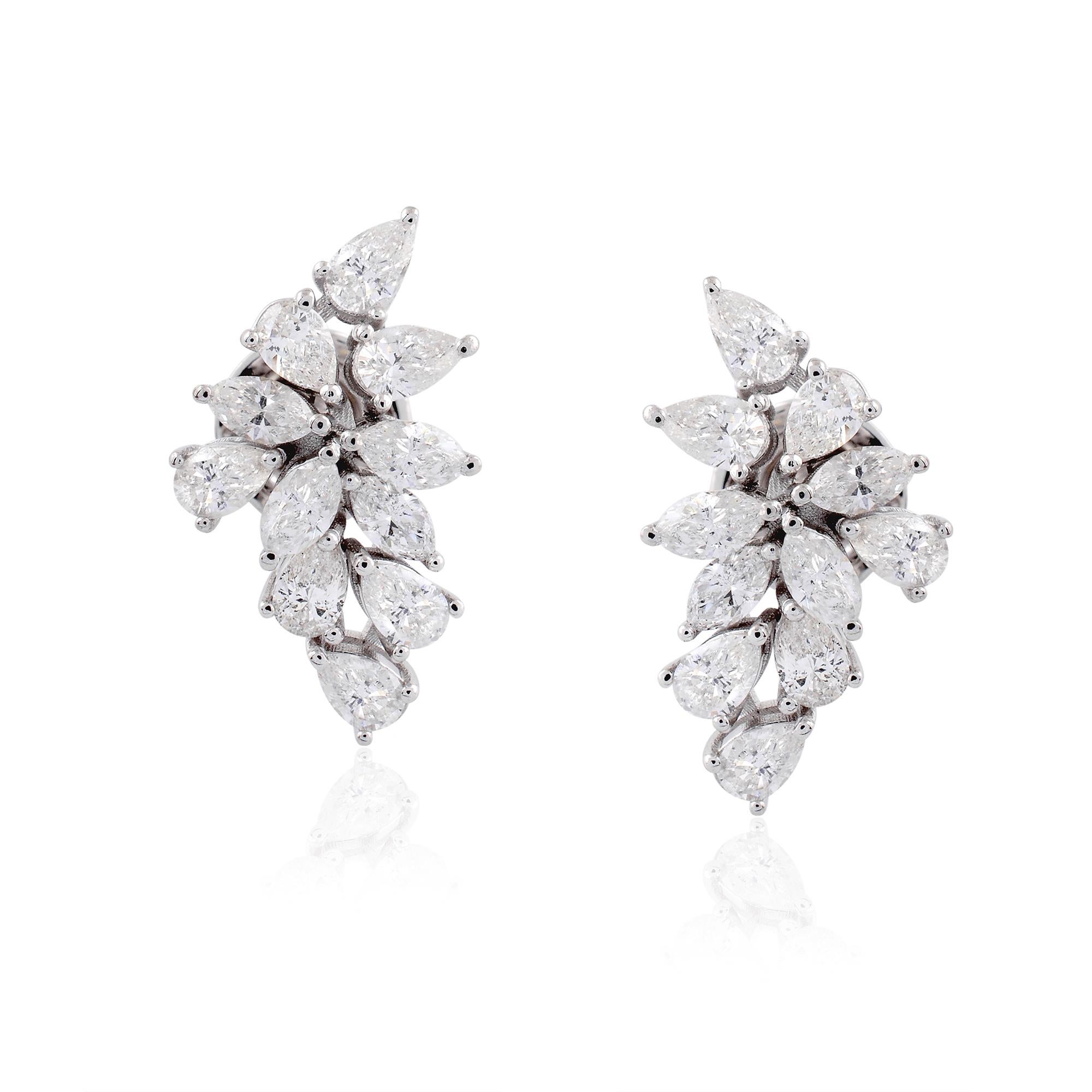 Boucles d'oreilles en or blanc 14 carats avec diamants marquises de 2 carats de pureté SI Neuf - En vente à Diera, Dubai