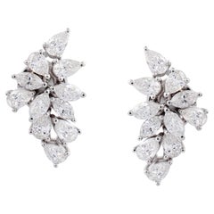 Boucles d'oreilles en or blanc 14 carats avec diamants marquises de 2 carats de pureté SI