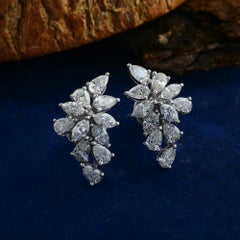 Real 2 Carat SI Clarity HI Color Marquise Diamond Earrings 18 Karat White Gold