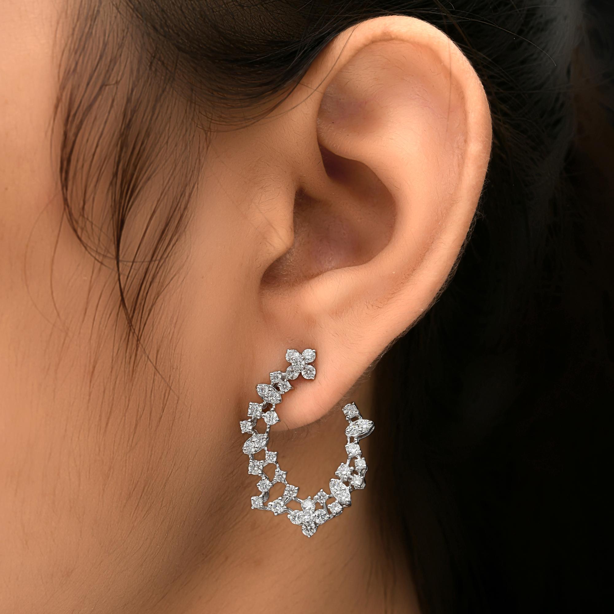 Modern Real 2.00 Carat SI Clarity HI Color Diamond Dangle Earrings 18 Karat White Gold For Sale