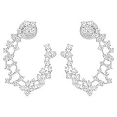 Pendientes colgantes de diamantes de 2,00 quilates de oro blanco de 18 quilates con pureza SI y color HI